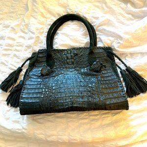 Handmade Dark Green Genuine Crocodile Leather Purse